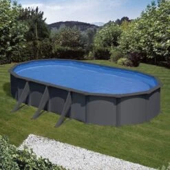 Piscine Acier Gre Aspect Gris Anthracite Juni Ovale