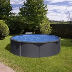 Piscine Acier Gre Aspect Gris Anthracite Louko Ronde