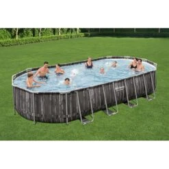 Piscine Bestway Ovale Power Steel Décor Bois 7,32 X 3,66 H1,22m -Ubbink || GRE || Intex Soldes Magasin piscine bestway ovale power steel decor bois 732 x 366 h122m 2