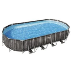 Piscine Bestway Ovale Power Steel Décor Bois 7,32 X 3,66 H1,22m -Ubbink || GRE || Intex Soldes Magasin piscine bestway ovale power steel decor bois 732 x 366 h122m 3