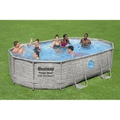 Piscine Bestway Ovale Power Steel Swim Vista Décor Pierre 4,88 X 3,05 H1,07m -Ubbink || GRE || Intex Soldes Magasin piscine bestway ovale power steel swim vista decor pierre 488 x 305 h107m 2
