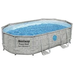 Piscine Bestway Ovale Power Steel Swim Vista Décor Pierre 4,88 X 3,05 H1,07m
