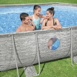 Piscine Bestway Ovale Power Steel Swim Vista Décor Pierre 4,88 X 3,05 H1,07m -Ubbink || GRE || Intex Soldes Magasin piscine bestway ovale power steel swim vista decor pierre 488 x 305 h107m 3