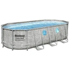 Piscine Bestway Ovale Power Steel Swim Vista Décor Pierre 5,49 X 2,74 H1,22m
