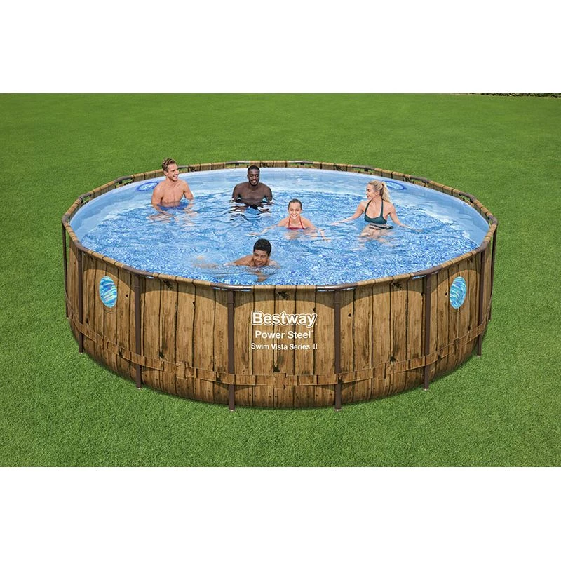 Piscine Bestway Ronde Power Steel Swim Vista Décor Bois 4,88 X H1,22m 3 Piscine Bestway Ronde Power Steel Swim Vista Décor Bois 4,88 X H1,22m – Image 3