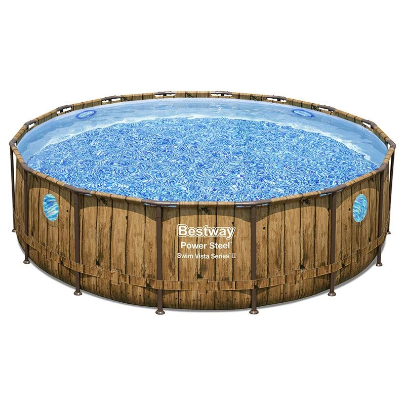 Piscine Bestway Ronde Power Steel Swim Vista Décor Bois 4,88 X H1,22m 1 Piscine Bestway Ronde Power Steel Swim Vista Décor Bois 4,88 X H1,22m